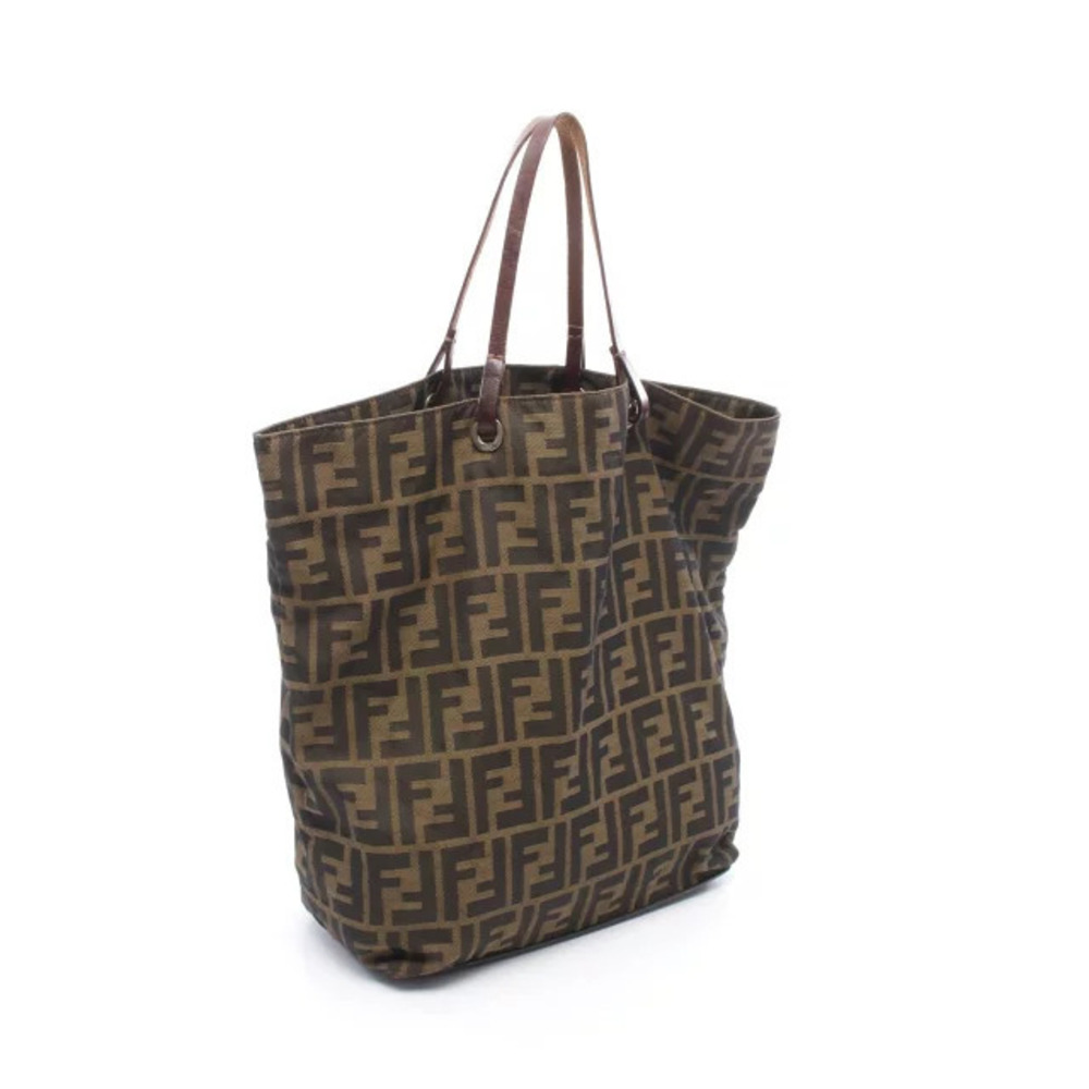 Fendi Bag Tote Zucca Black Leather Brown Black Brown